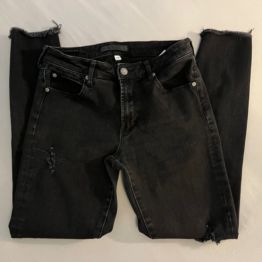Leith Mid-Rise Skinny Jeans Black Distressed Size 27 - Picture 2 of 6